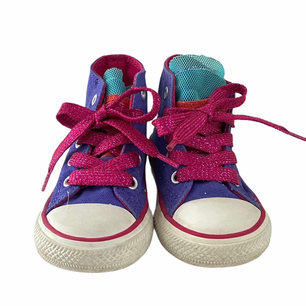Converse Kids Chuck Taylor All Star Purple Party Hi Size 5 Infant Girls - Picture 3 of 10